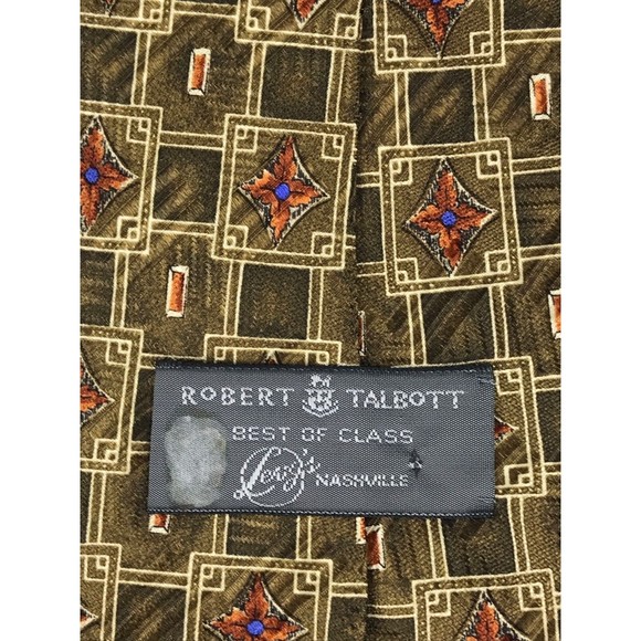 Robert Talbott Tie 100% Silk Handmade Brown Orange Foulard Elegant Necktie 56" - Picture 4 of 7
